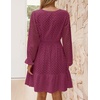 image:imageZESICA Womens Fall Long Sleeve Eyelet Embroidery Mini DressFuchsia