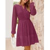image:imageZESICA Womens Fall Long Sleeve Eyelet Embroidery Mini DressFuchsia