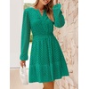 image:imageZESICA Womens Fall Long Sleeve Eyelet Embroidery Mini DressGreen