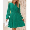 image:imageZESICA Womens Fall Long Sleeve Eyelet Embroidery Mini DressGreen