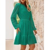 image:imageZESICA Womens Fall Long Sleeve Eyelet Embroidery Mini DressGreen