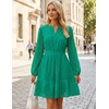 image:imageZESICA Womens Fall Long Sleeve Eyelet Embroidery Mini DressGreen
