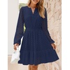 image:imageZESICA Womens Fall Long Sleeve Eyelet Embroidery Mini DressNavy