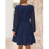 image:imageZESICA Womens Fall Long Sleeve Eyelet Embroidery Mini DressNavy