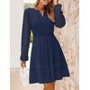 image:imageZESICA Womens Fall Long Sleeve Eyelet Embroidery Mini DressNavy