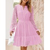 image:imageZESICA Womens Fall Long Sleeve Eyelet Embroidery Mini DressPink