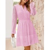 image:imageZESICA Womens Fall Long Sleeve Eyelet Embroidery Mini DressPink
