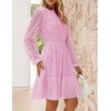 image:imageZESICA Womens Fall Long Sleeve Eyelet Embroidery Mini DressPink