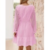 image:imageZESICA Womens Fall Long Sleeve Eyelet Embroidery Mini DressPink