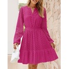 image:imageZESICA Womens Fall Long Sleeve Eyelet Embroidery Mini DressRose