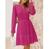 image:imageZESICA Womens Fall Long Sleeve Eyelet Embroidery Mini DressRose