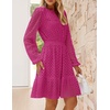 image:imageZESICA Womens Fall Long Sleeve Eyelet Embroidery Mini DressRose