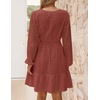 image:imageZESICA Womens Fall Long Sleeve Eyelet Embroidery Mini DressRust