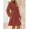 image:imageZESICA Womens Fall Long Sleeve Eyelet Embroidery Mini DressRust