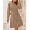 image:imageZESICA Womens Fall Long Sleeve Eyelet Embroidery Mini DressTan