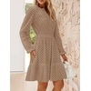 image:imageZESICA Womens Fall Long Sleeve Eyelet Embroidery Mini DressTan