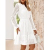 image:imageZESICA Womens Fall Long Sleeve Eyelet Embroidery Mini DressWhite
