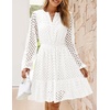 image:imageZESICA Womens Fall Long Sleeve Eyelet Embroidery Mini DressWhite
