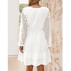 image:imageZESICA Womens Fall Long Sleeve Eyelet Embroidery Mini DressWhite