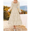 image:imageZESICA Womens Fall Long Sleeve Floral Wedding Guest Midi DressApricot