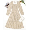 image:imageZESICA Womens Fall Long Sleeve Floral Wedding Guest Midi DressApricot