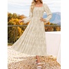 image:imageZESICA Womens Fall Long Sleeve Floral Wedding Guest Midi DressApricot