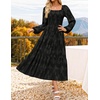 image:imageZESICA Womens Fall Long Sleeve Floral Wedding Guest Midi DressBlack