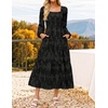 image:imageZESICA Womens Fall Long Sleeve Floral Wedding Guest Midi DressBlack