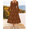 image:imageZESICA Womens Fall Long Sleeve Floral Wedding Guest Midi DressBrown