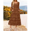 image:imageZESICA Womens Fall Long Sleeve Floral Wedding Guest Midi DressBrown