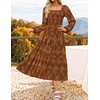 image:imageZESICA Womens Fall Long Sleeve Floral Wedding Guest Midi DressBrown
