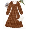 image:imageZESICA Womens Fall Long Sleeve Floral Wedding Guest Midi DressBrown