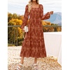 image:imageZESICA Womens Fall Long Sleeve Floral Wedding Guest Midi DressCaramel