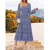 image:imageZESICA Womens Fall Long Sleeve Floral Wedding Guest Midi DressDustyblue