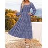 image:imageZESICA Womens Fall Long Sleeve Floral Wedding Guest Midi DressDustyblue
