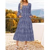 image:imageZESICA Womens Fall Long Sleeve Floral Wedding Guest Midi DressDustyblue
