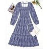 image:imageZESICA Womens Fall Long Sleeve Floral Wedding Guest Midi DressDustyblue