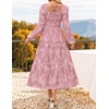 image:imageZESICA Womens Fall Long Sleeve Floral Wedding Guest Midi DressPink