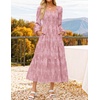 image:imageZESICA Womens Fall Long Sleeve Floral Wedding Guest Midi DressPink