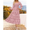 image:imageZESICA Womens Fall Long Sleeve Floral Wedding Guest Midi DressPink