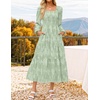image:imageZESICA Womens Fall Long Sleeve Floral Wedding Guest Midi DressSage