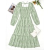 image:imageZESICA Womens Fall Long Sleeve Floral Wedding Guest Midi DressSage