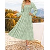 image:imageZESICA Womens Fall Long Sleeve Floral Wedding Guest Midi DressSage
