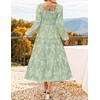 image:imageZESICA Womens Fall Long Sleeve Floral Wedding Guest Midi DressSage