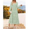 image:imageZESICA Womens Fall Long Sleeve Floral Wedding Guest Midi DressSage