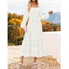 image:imageZESICA Womens Fall Long Sleeve Floral Wedding Guest Midi DressWhite