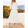 image:imageZESICA Womens Fall Long Sleeve Floral Wedding Guest Midi DressWhite