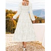 image:imageZESICA Womens Fall Long Sleeve Floral Wedding Guest Midi DressWhite