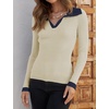 image:imageZESICA Womens Fall Long Sleeve Sweaters Casual Knitted TopsApricot