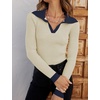 image:imageZESICA Womens Fall Long Sleeve Sweaters Casual Knitted TopsApricot